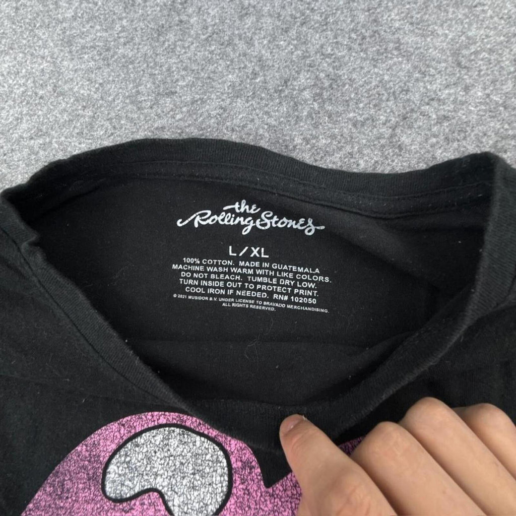 Black Rolling Stones T-shirt with multi-coloured design