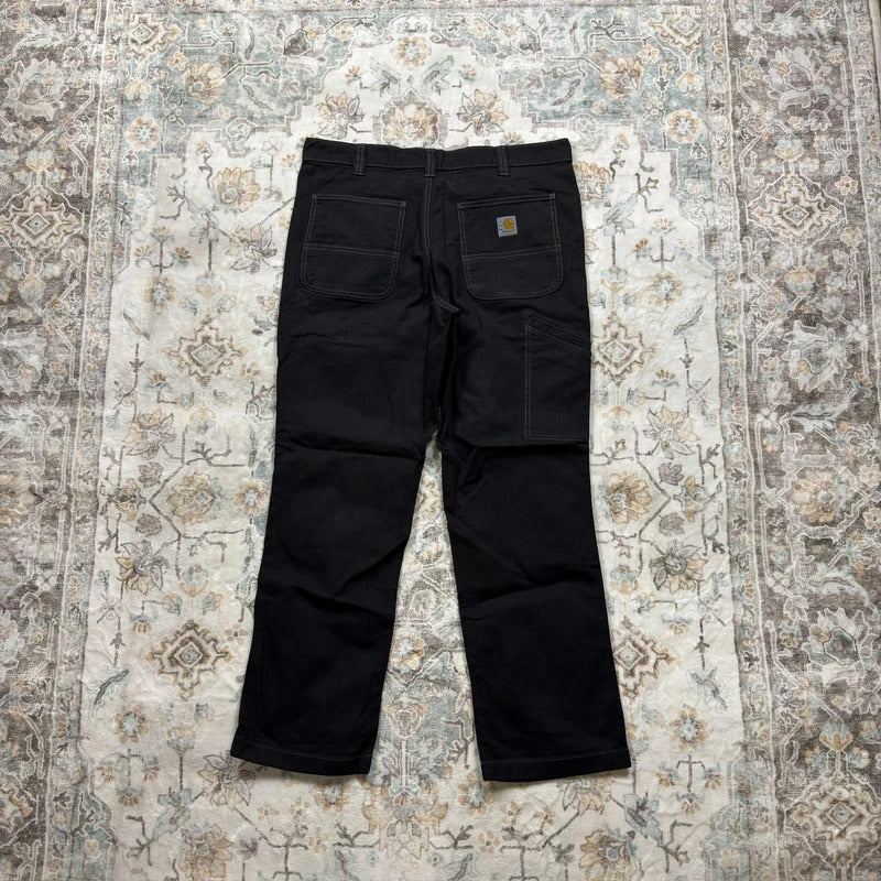 Carhartt Relaxed Fit Contrast Lining Black Carpenter Trousers W35 L30