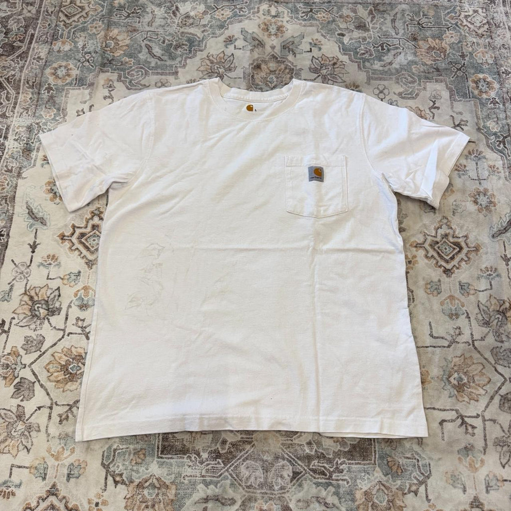Carhartt Relaxed Fit White T-Shirt with Front Pocket Size L