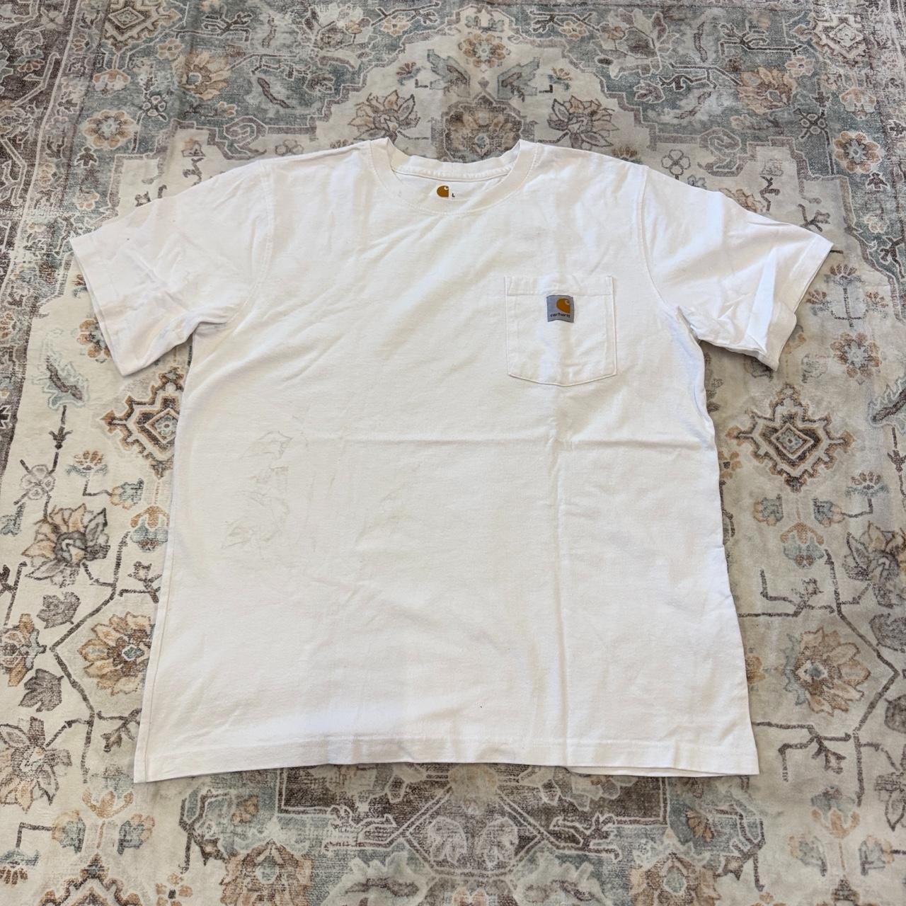 Carhartt Relaxed Fit White T-Shirt with Front Pocket Size L