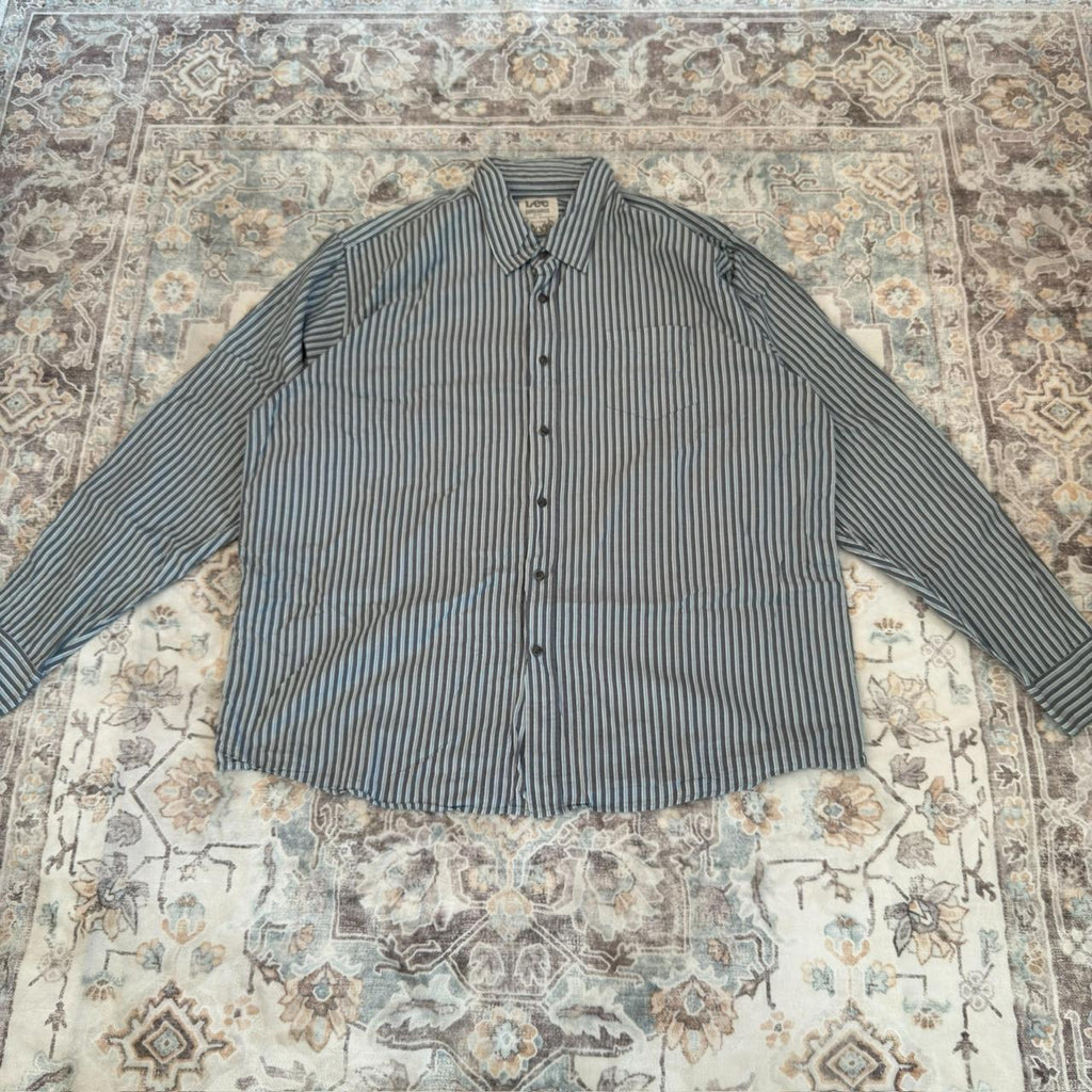 Lee Blue Striped Button-up Long-sleeved Shirt Size 2XL