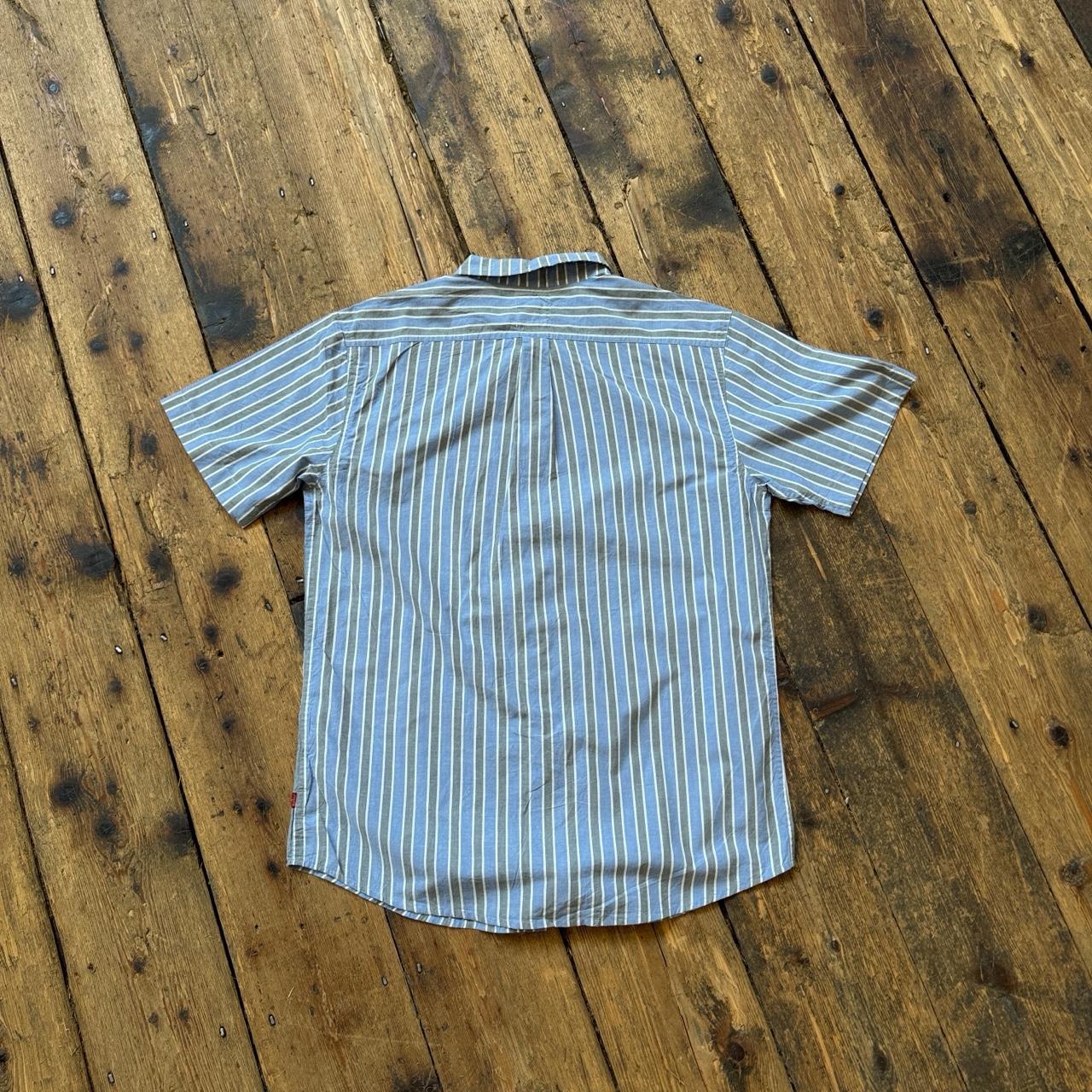Levi's Strauss and Co Blue and Gray Striped Short-sleeved Button-up Shirt Size L