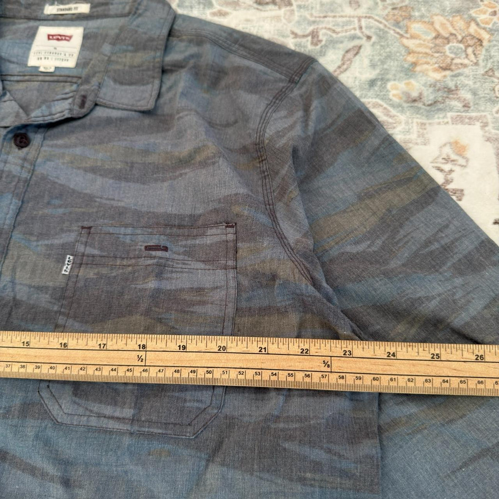 Levi's Blue Patterned Button-up Long-sleeved Shirt Size XL
