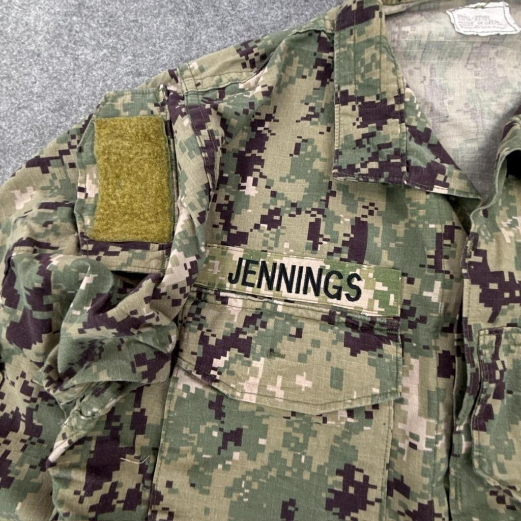 Navy camo jacket with patches #camouflage