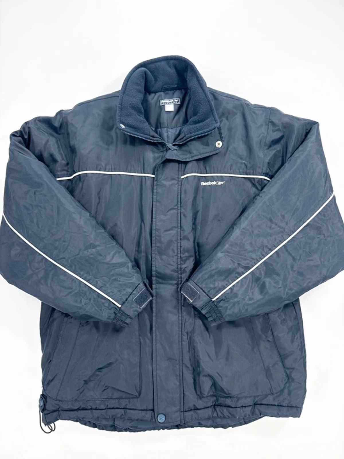 Vintage Y2K Reebok Down Jacket Grey Full Zip