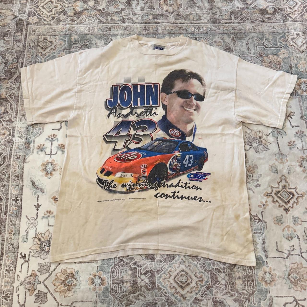 Tultex John Andretti NASCAR Racing T-Shirt in Cream Size XL