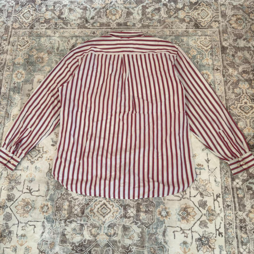 Tommy Hilfiger Red and White Striped Button-up Long-sleeved Shirt Size XL