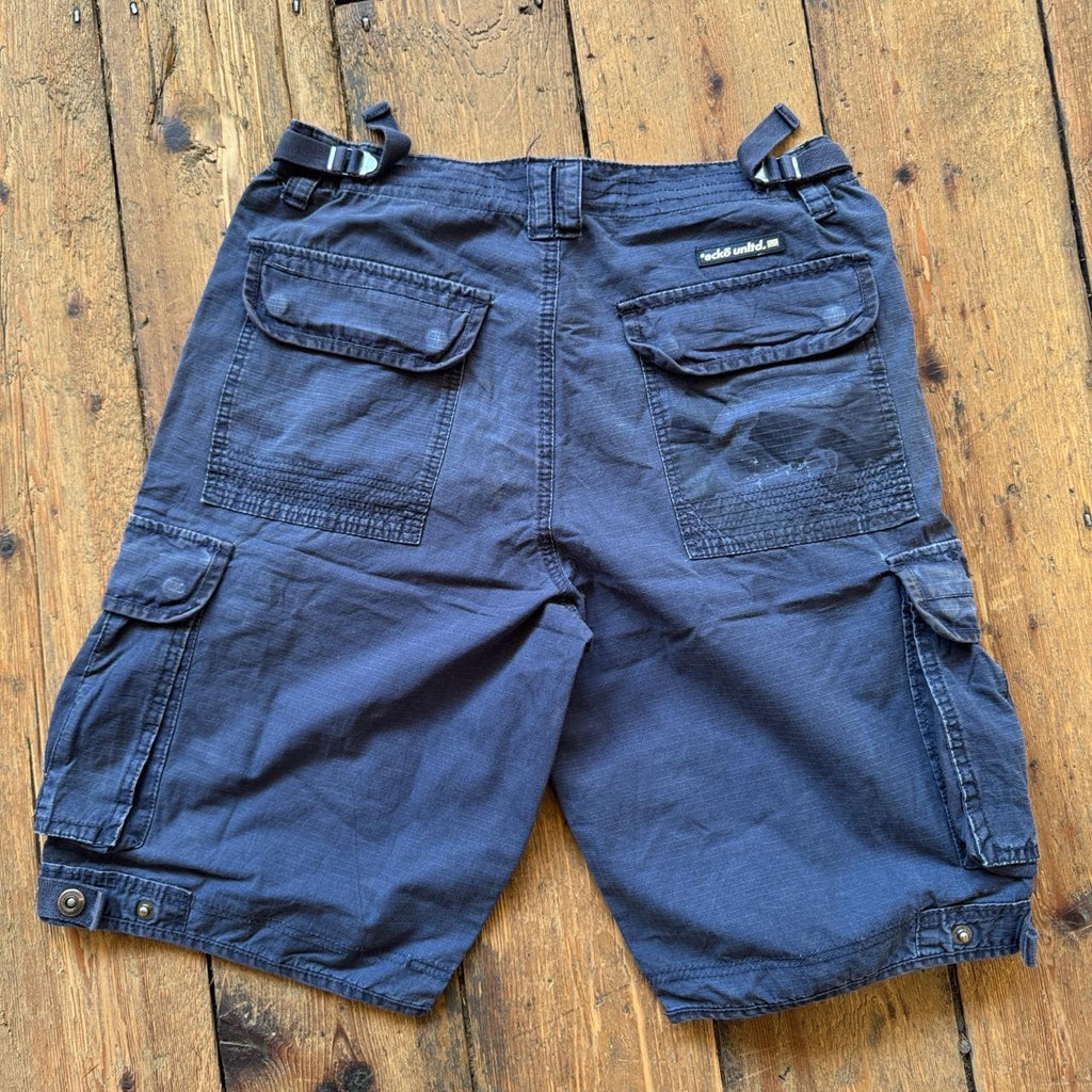 Ecko Unltd. Navy Cargo Shorts with Adjustable Straps Size 32