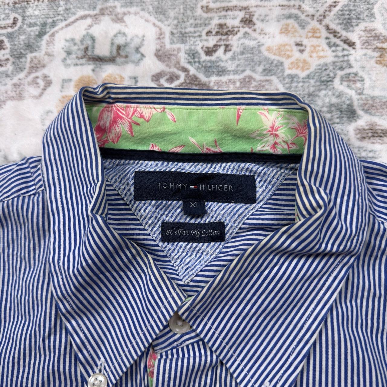 Tommy Hilfiger Blue Striped Long-sleeved Button-up Shirt Size XL