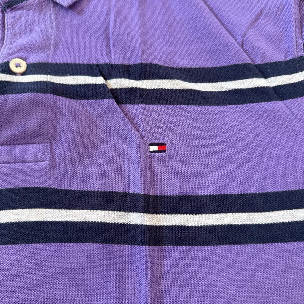 Tommy Hilfiger Purple Striped Polo Shirt Size L