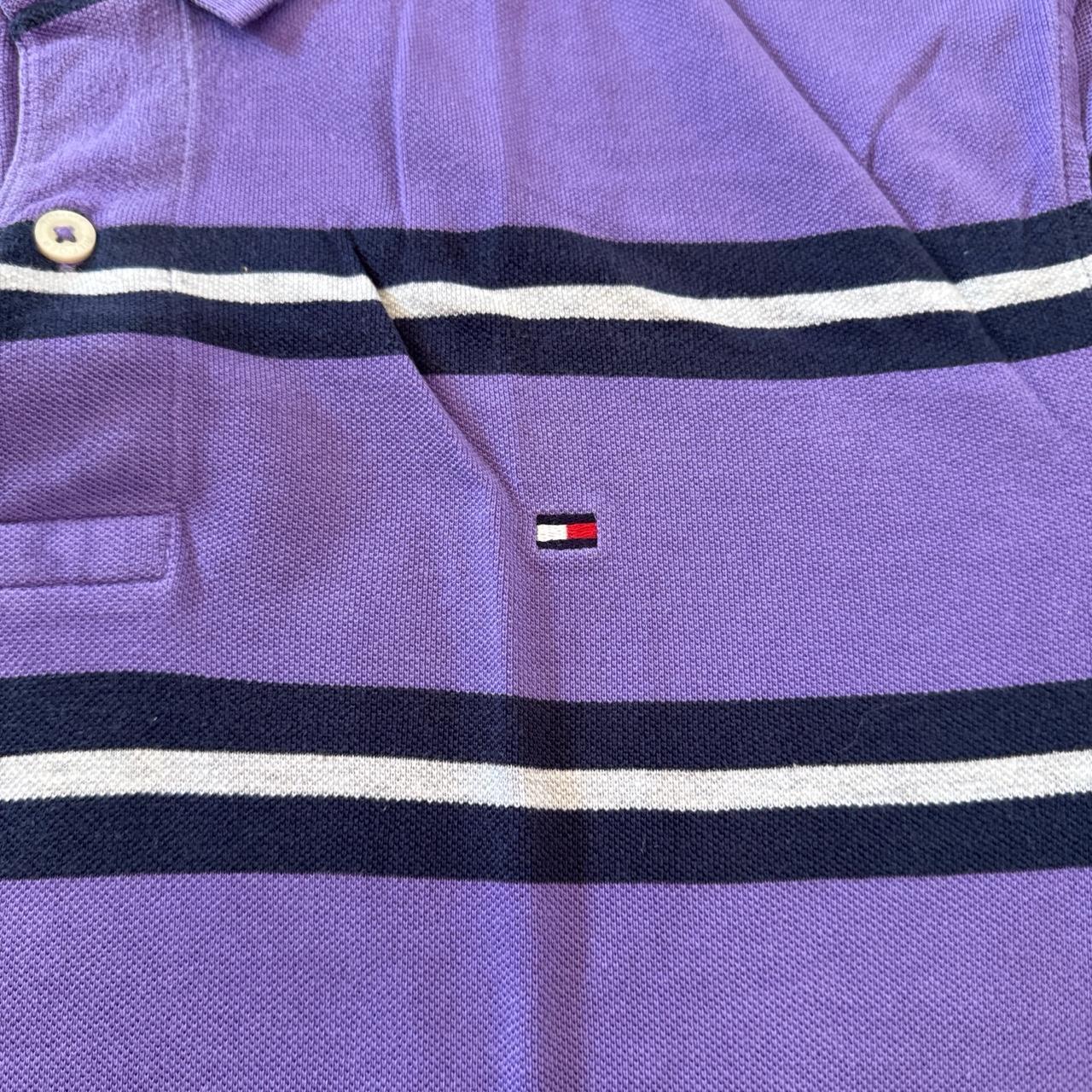Tommy Hilfiger Purple Striped Polo Shirt Size L