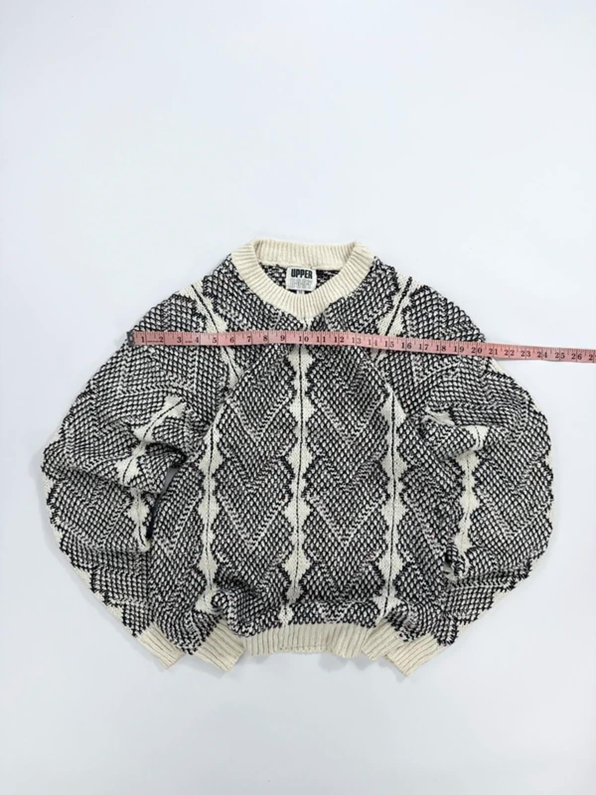 Vintage Upper Body Knit Jumper Cream Black Pattern