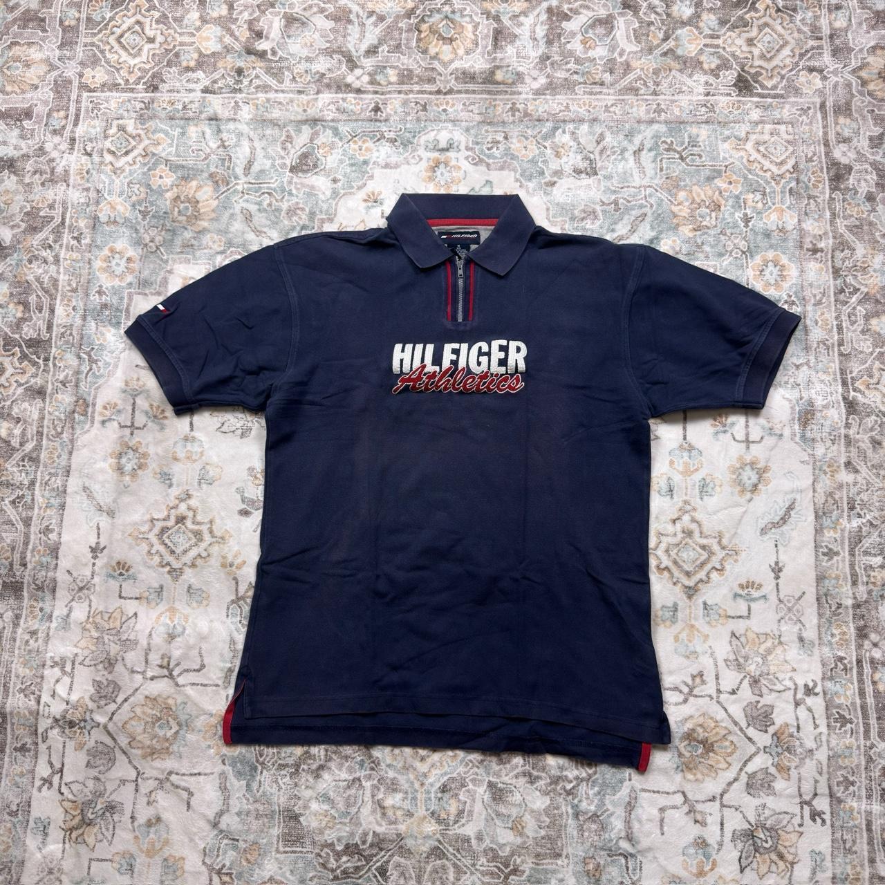 Tommy Hilfiger Navy Blue Quarter-Zip Polo Shirt Size M