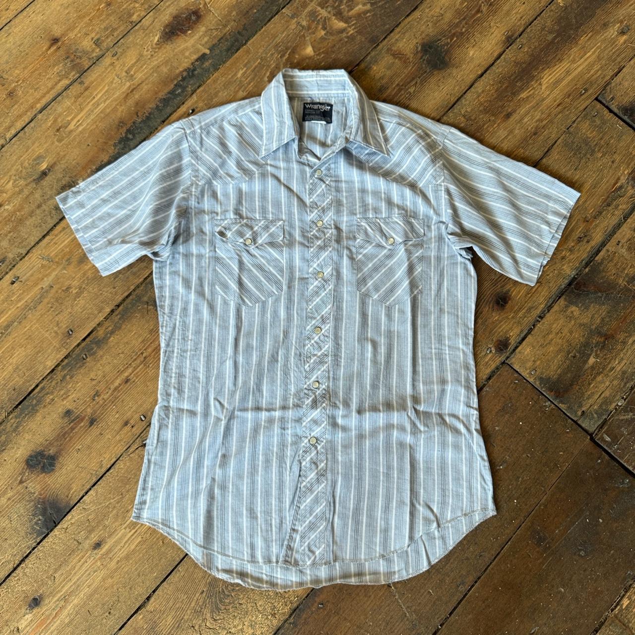 Wrangler Cowboy Cut Regular Fit White and Blue Striped Button-up Shirt