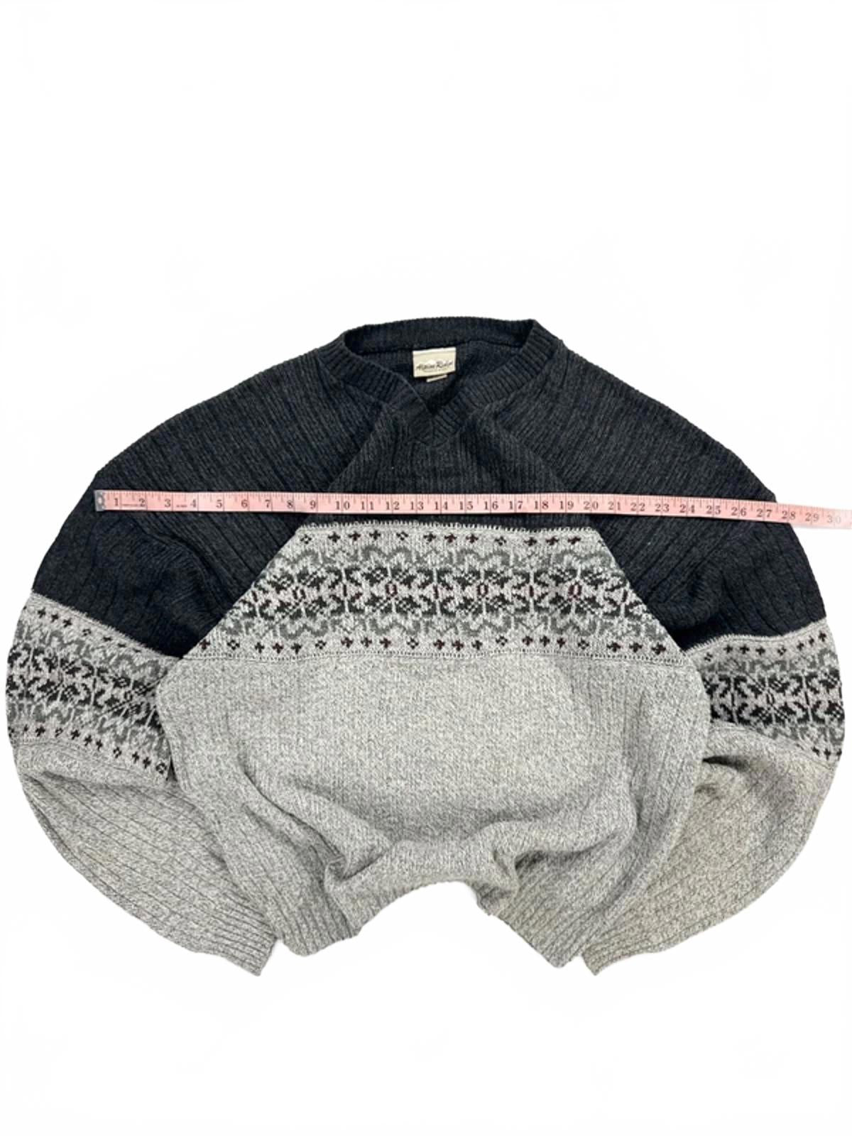 Alpine Ridge Vintage Knit Jumper Grey Navy Pattern