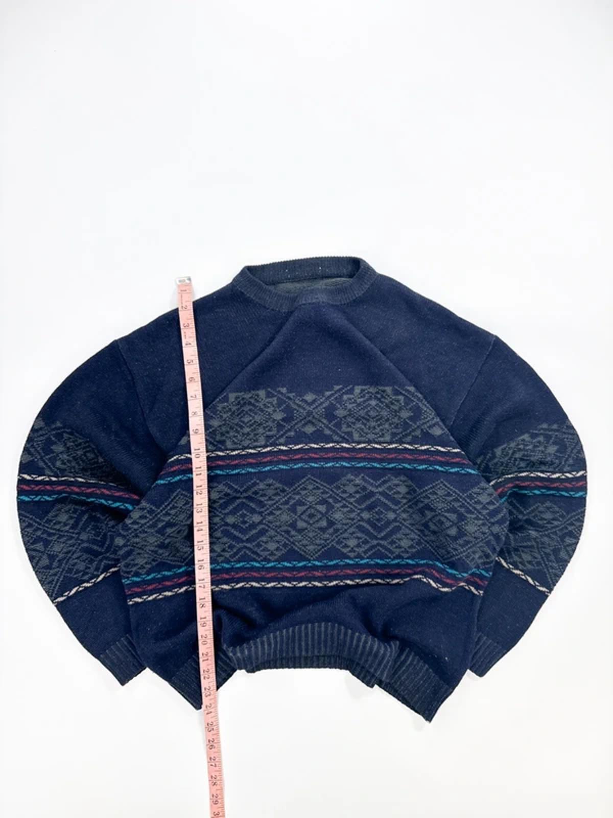 Vintage Pattern Knit Sweater Navy Fair Isle Style
