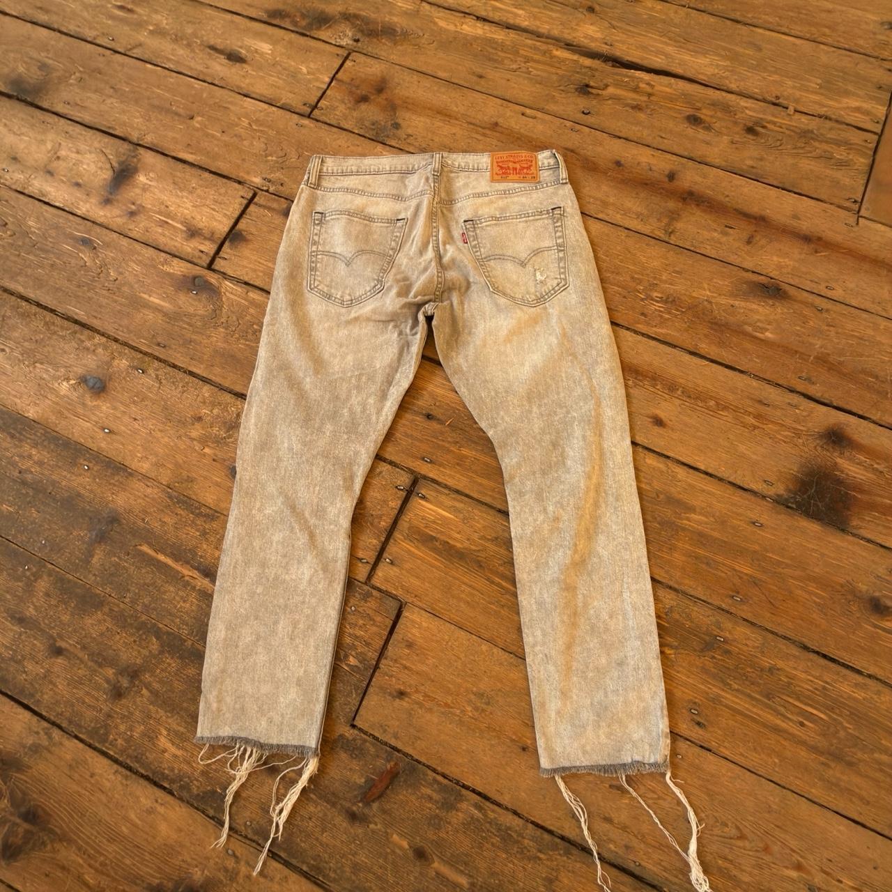 Levi's 512 Light Wash Distressed Jeans with Frayed Hem W34 L29