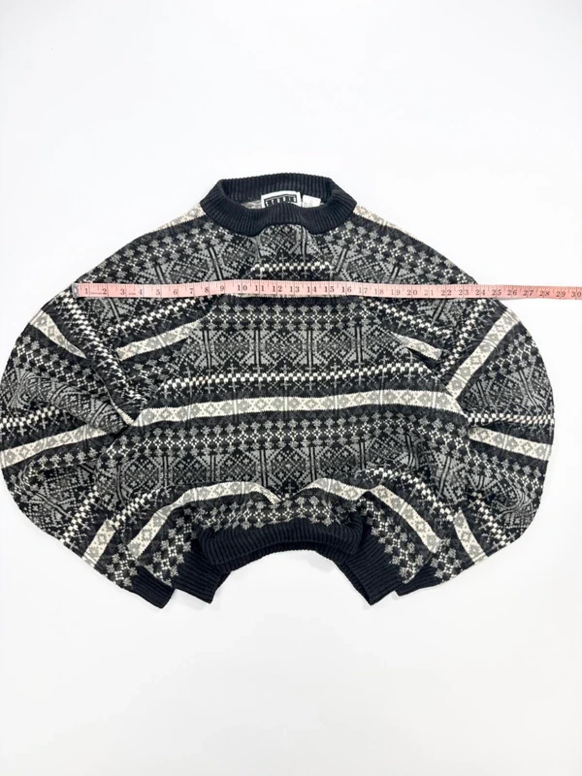 Studio Vintage Knit Sweater Black Grey Pattern