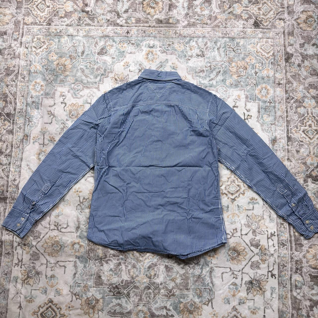 Tommy Hilfiger Blue Striped Long-sleeved Button-up Shirt Size M