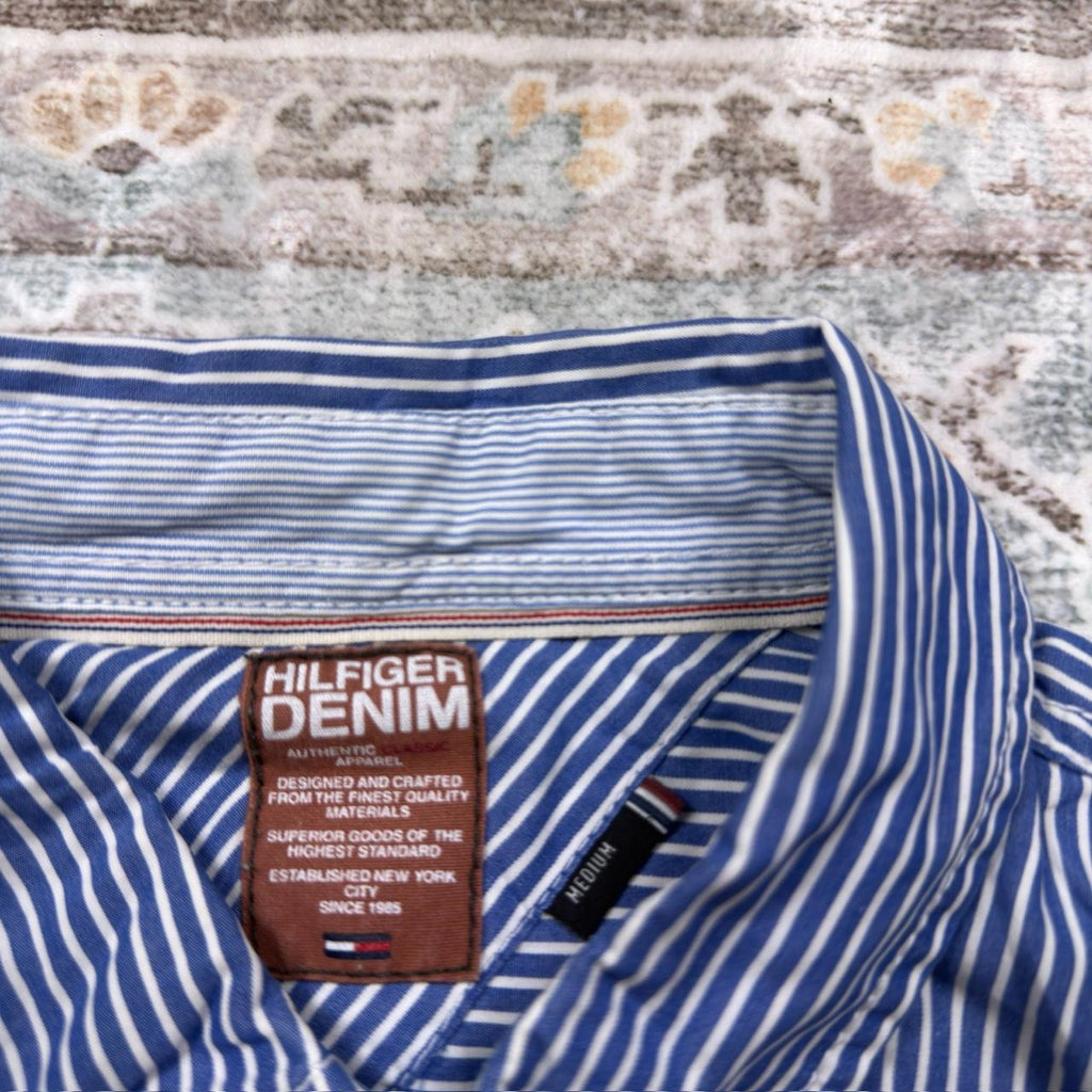 Tommy Hilfiger Blue Striped Long-sleeved Button-up Shirt Size M