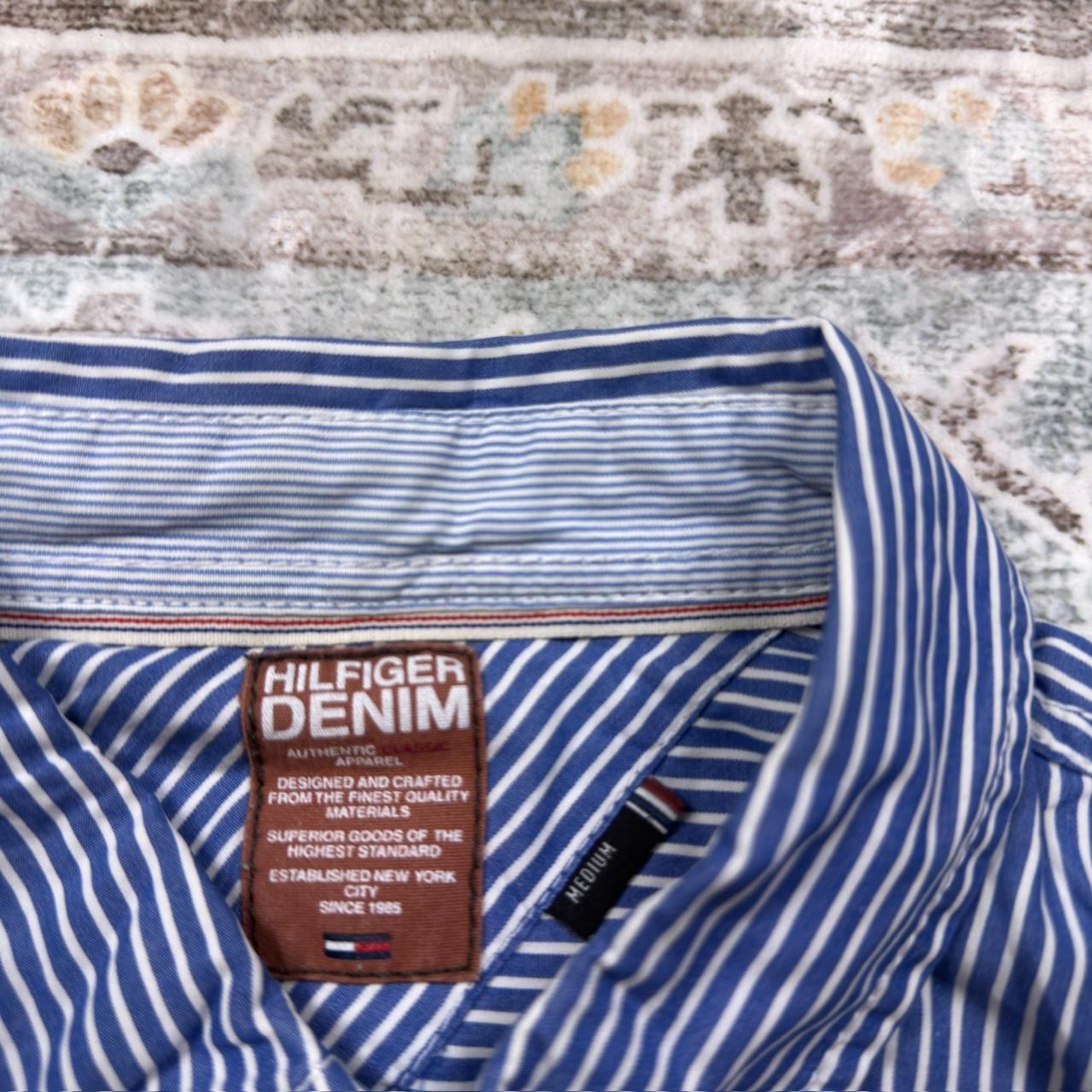 Tommy Hilfiger Blue Striped Long-sleeved Button-up Shirt Size M