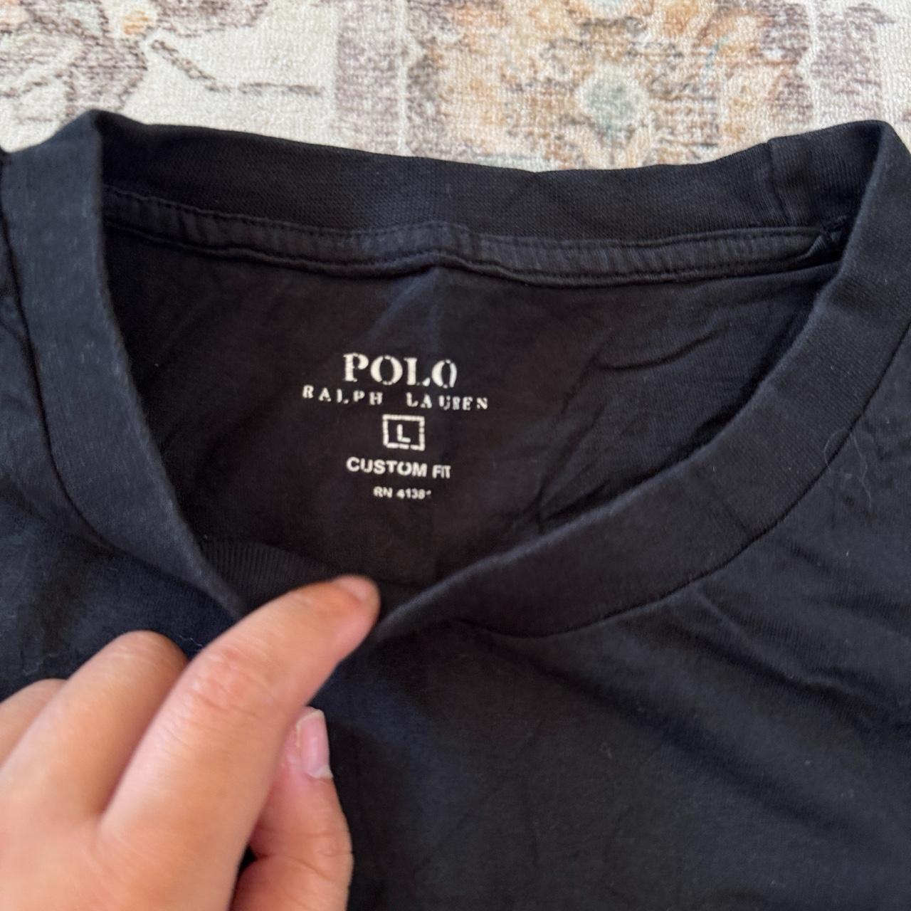 Polo Ralph Lauren Custom Fit T-Shirt in Black with Red Embroidered Logo Size L