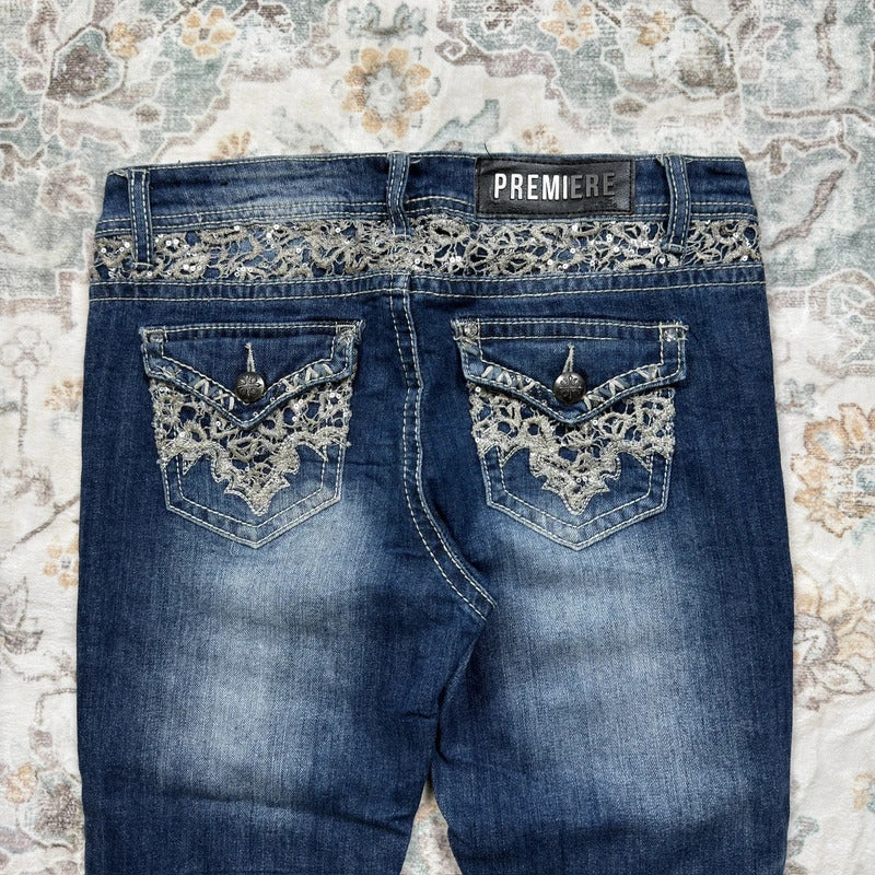 Premier Y2K Flared Jeans with Embroidery Design Size 7/8
