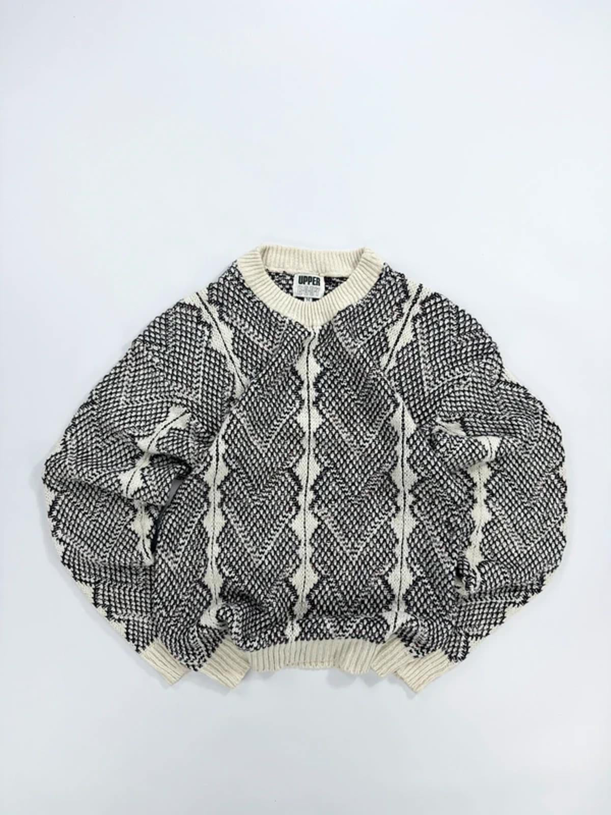 Vintage Upper Body Knit Jumper Cream Black Pattern