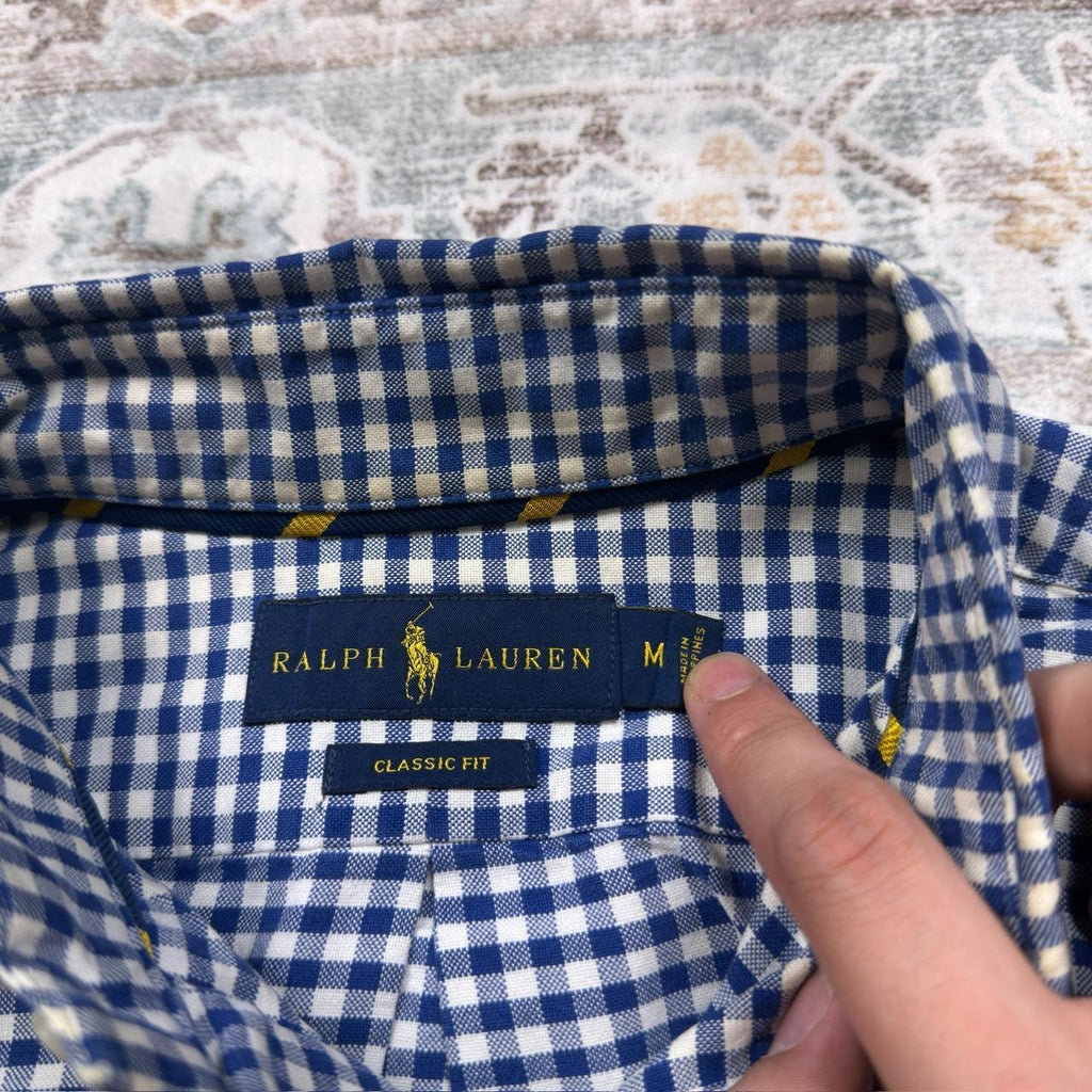 Ralph Lauren Classic Fit Blue Gingham Long-sleeved Button-up Shirt Size M