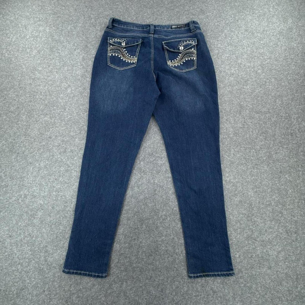 Red Rivet mid-rise skinny jeans with studded details #y2kfashion #grungevibes
