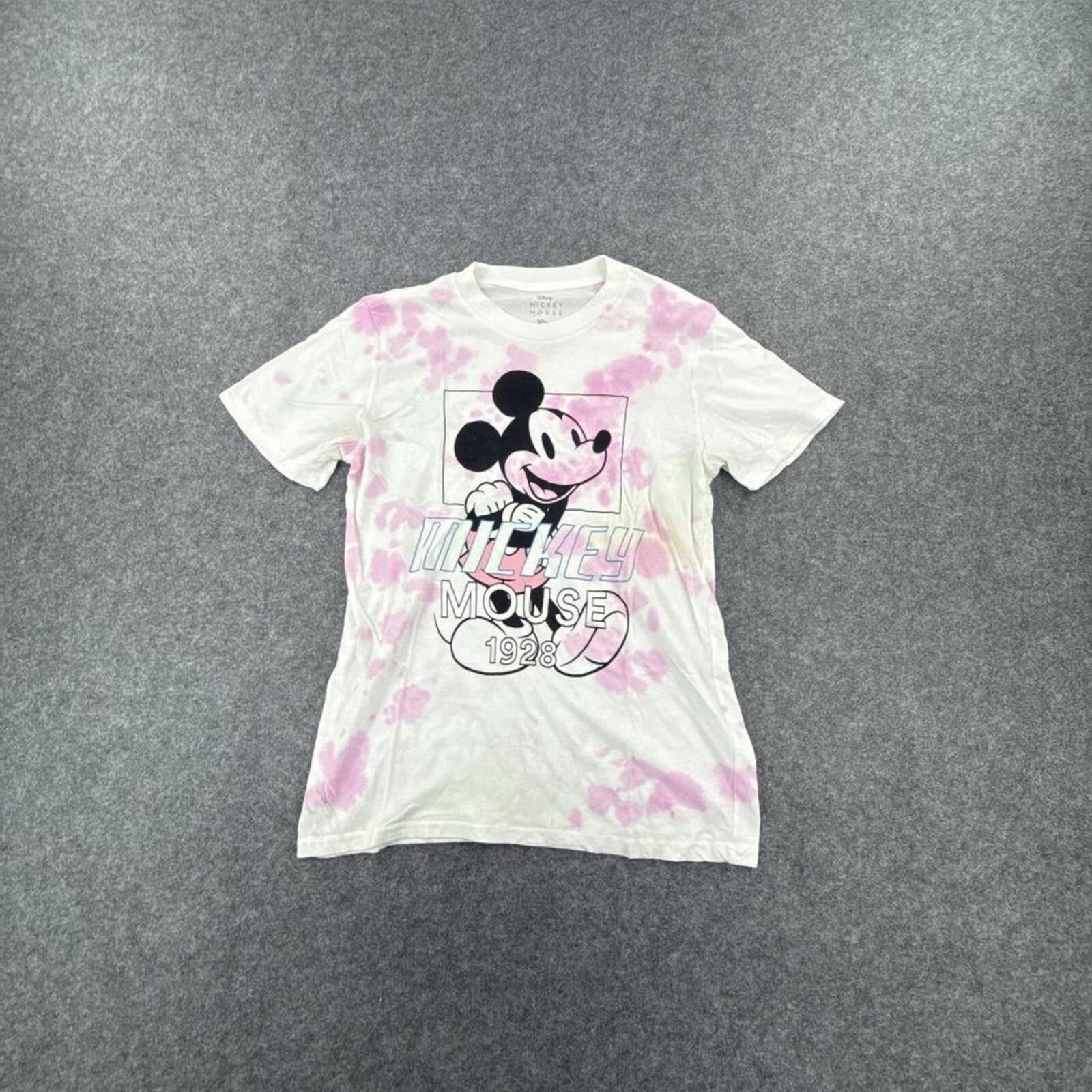 Disney Mickey Mouse tie dye shirt - white and pink
