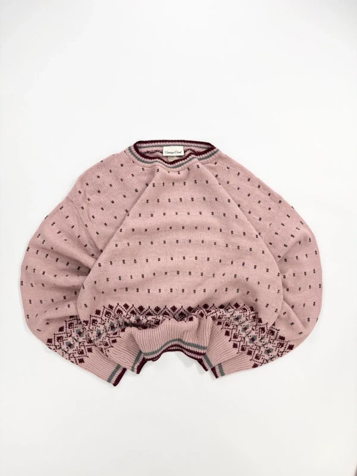 Carriage Court Vintage Knit Jumper Pink Pattern