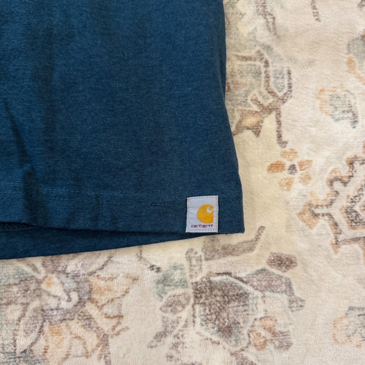 Carhartt Relaxed Fit Navy Blue T-Shirt with Orange Logo Size M