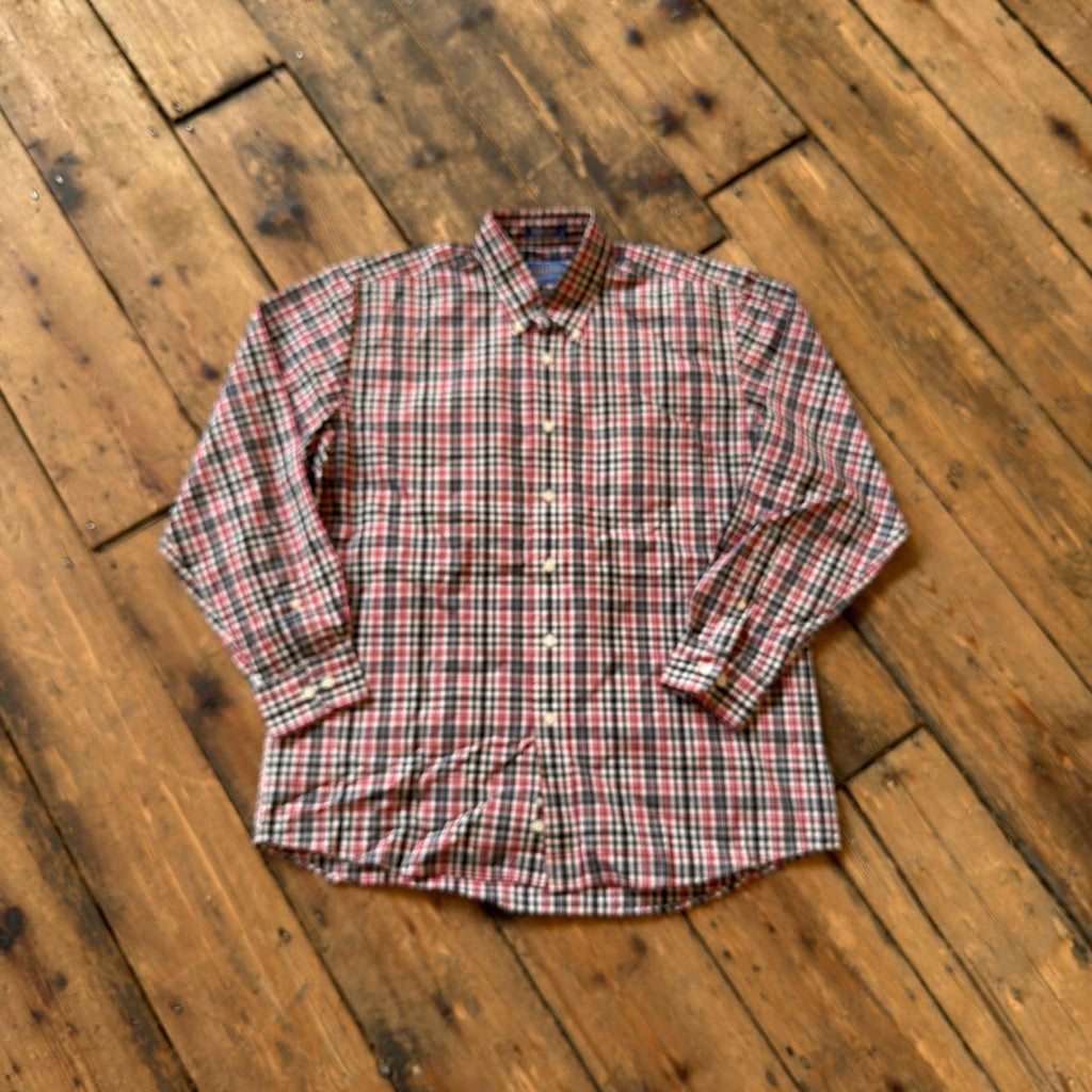 Pendleton Cotton Metro Shirt Red and Black Plaid Long Sleeve Shirt Size L