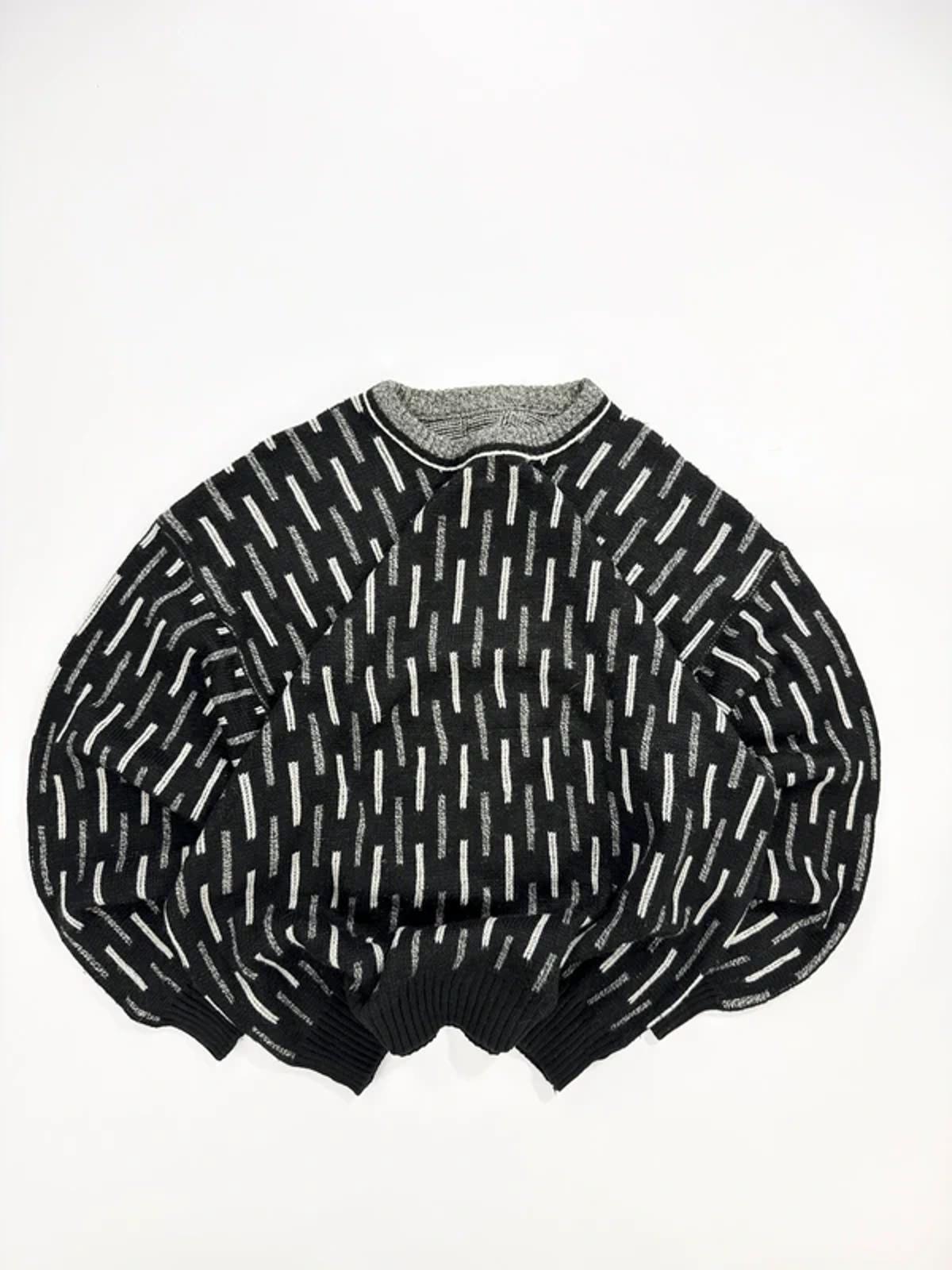 Vintage Knit Jumper Black Abstract Pattern