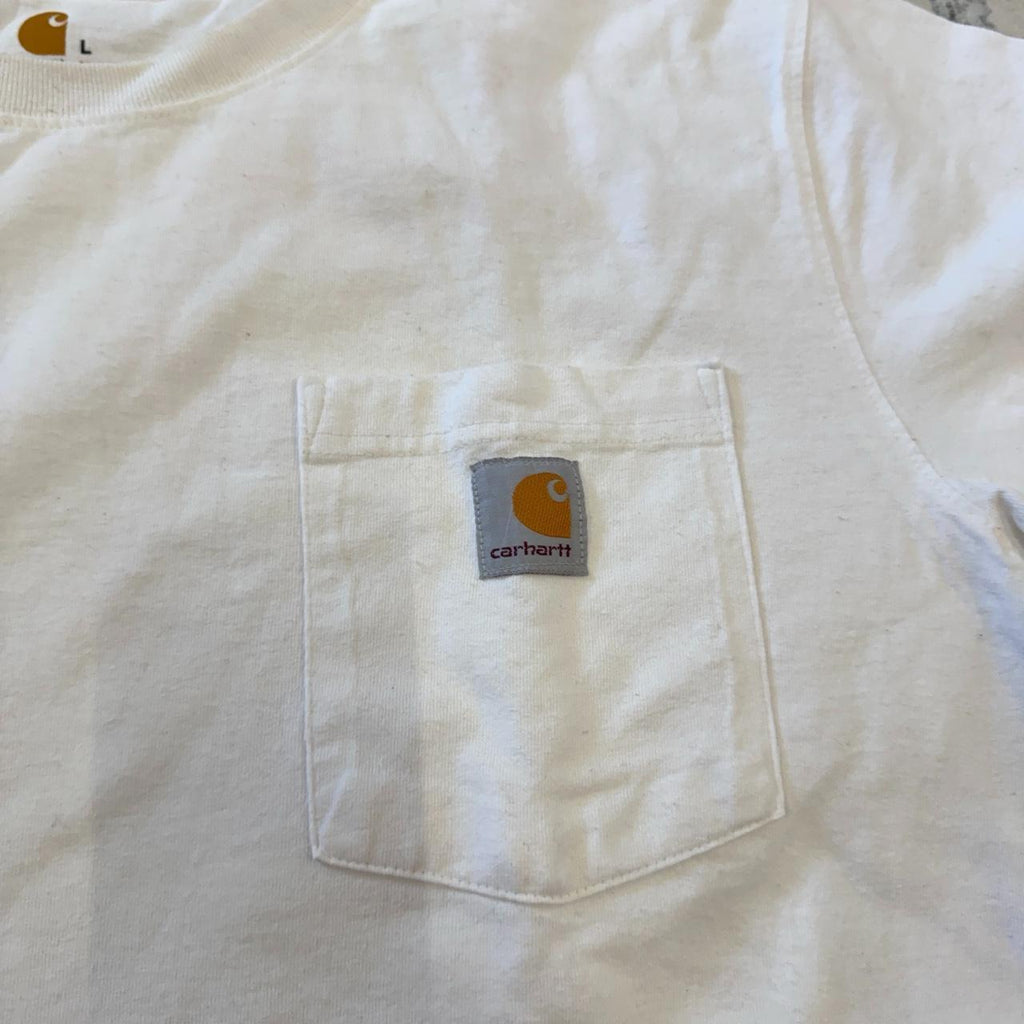 Carhartt Relaxed Fit White T-Shirt with Front Pocket Size L