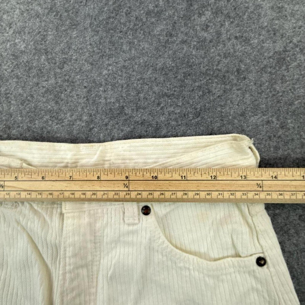 White corduroy straight leg trousers