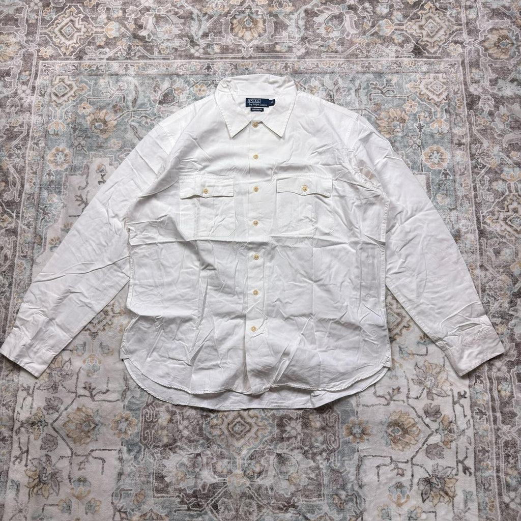 Polo Ralph Lauren Custom Fit Button-up Long-sleeved Shirt in White Size XL