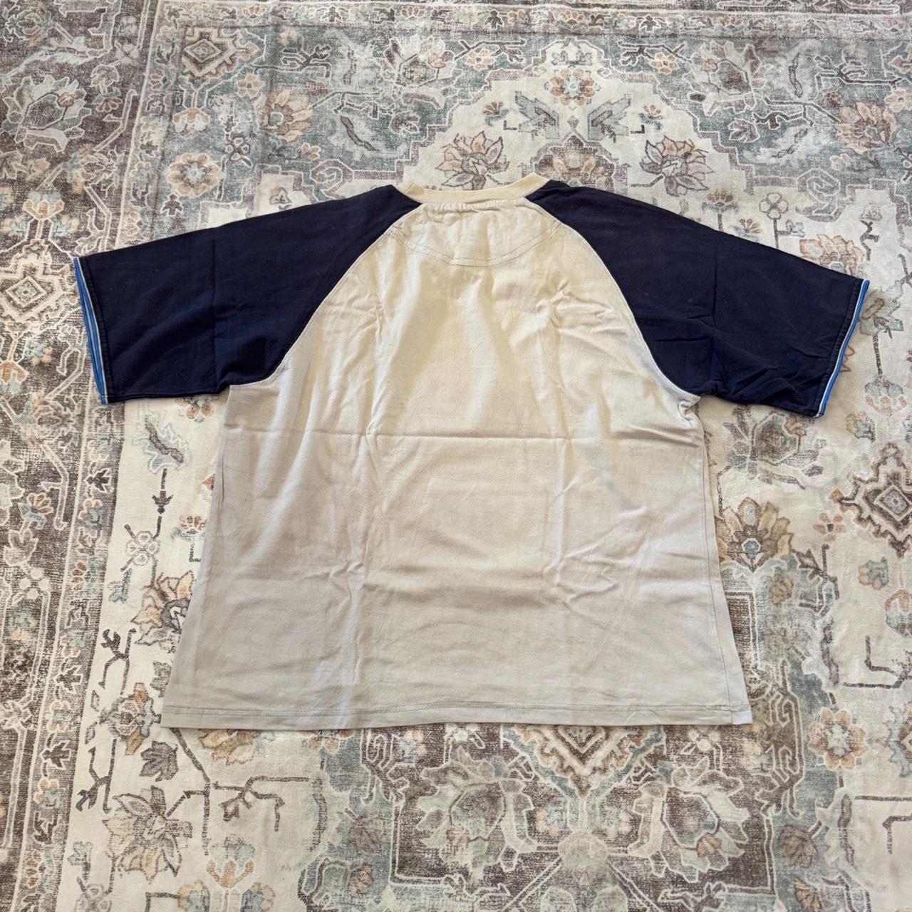 Nike Navy and Cream Vintage Style T-Shirt Size L