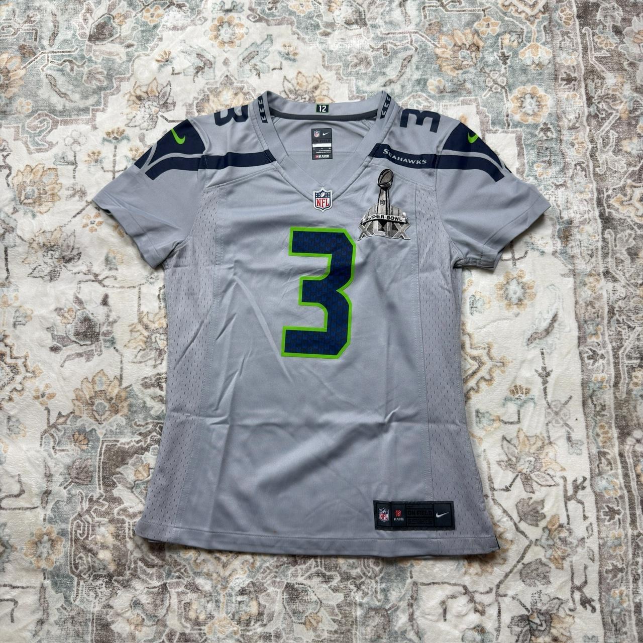 Nike NFL Russell Wilson Super Bowl Seahawks Jersey in Gray Size S