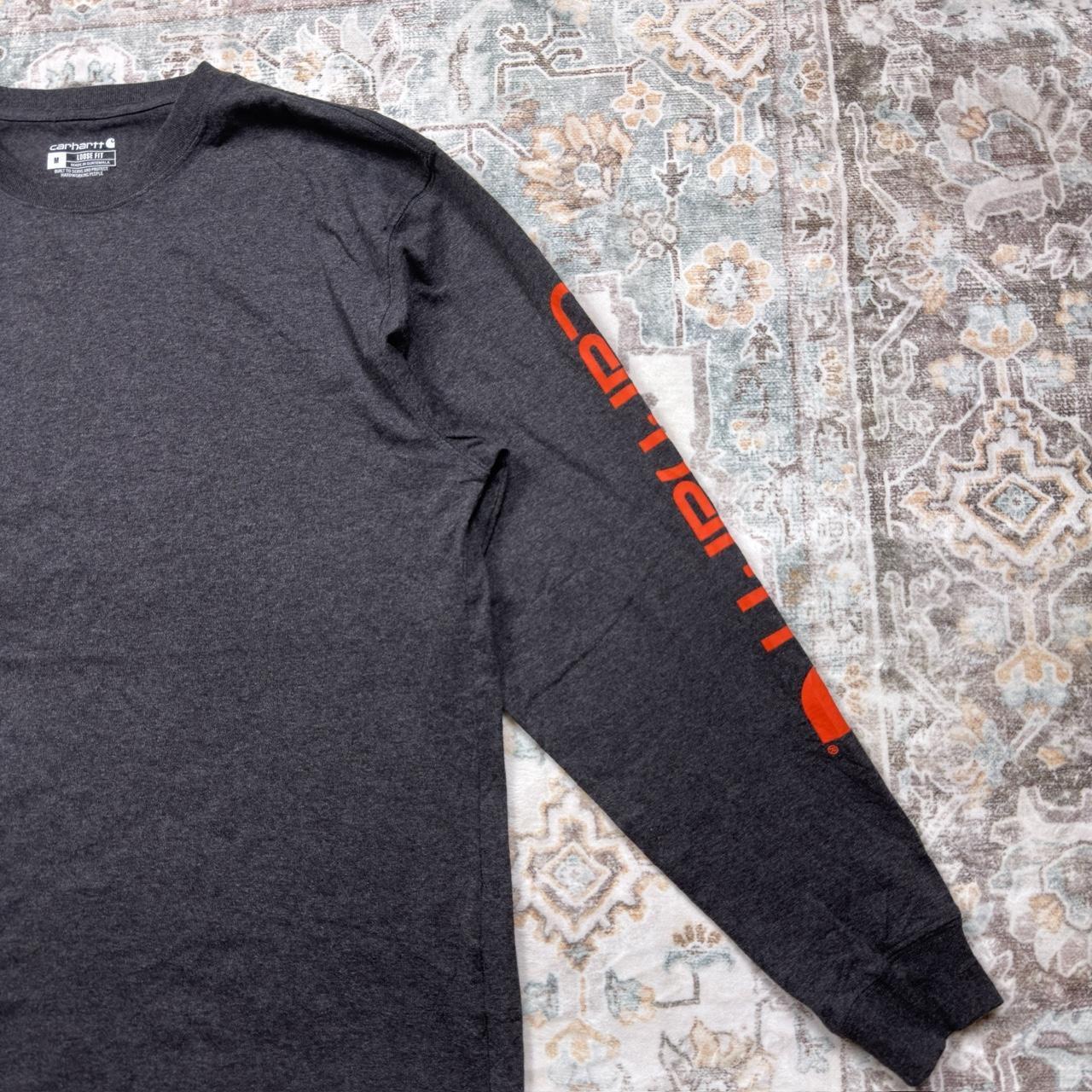 Carhartt Loose Fit Black Long-sleeved Shirt with Orange Logo Size M