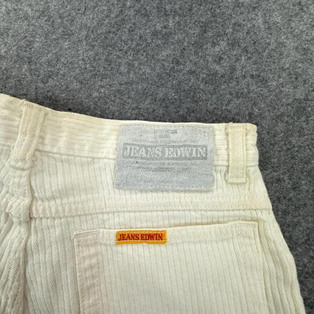White corduroy straight leg trousers