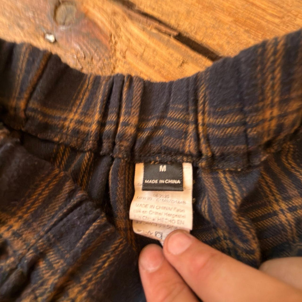 EZwear Brown and Navy Plaid Shorts Size M