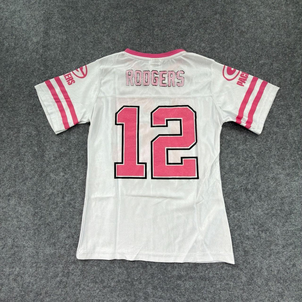 NFL Packers ‘Rodgers’ Pink and White Women’s Jersey