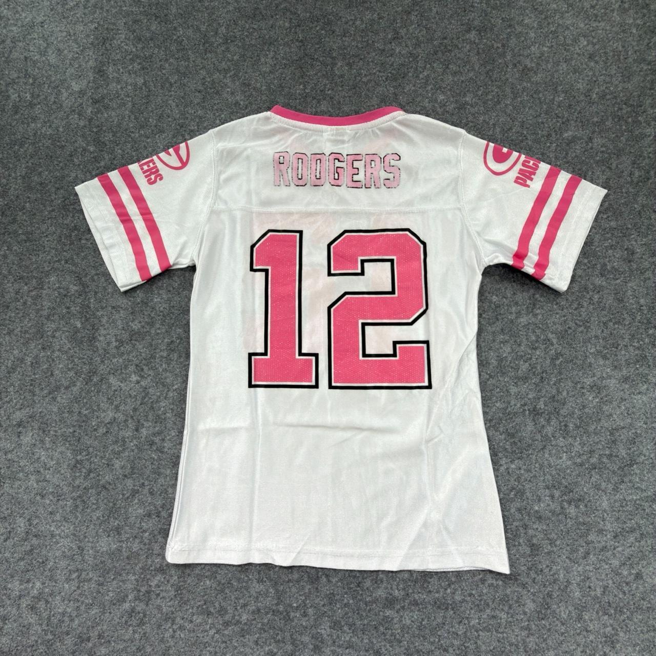 NFL Packers ‘Rodgers’ Pink and White Women’s Jersey