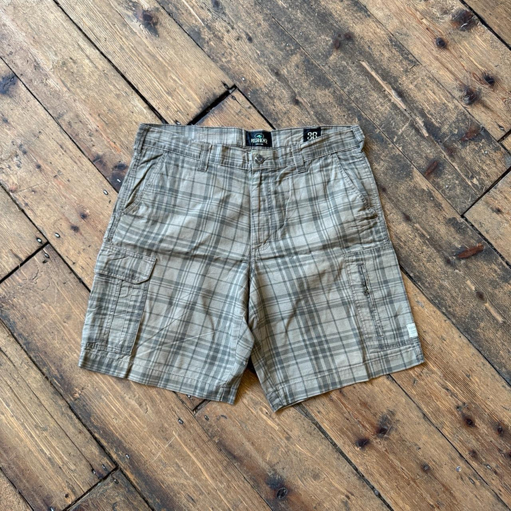 Redhead Khaki and Green Plaid Cargo Shorts W38