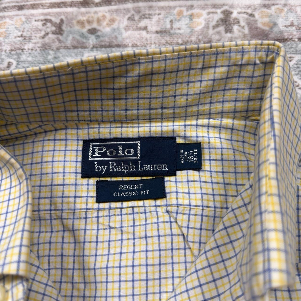 Polo Ralph Lauren Regent Classic Fit Blue and Yellow Checkered Long-sleeved Button-up Shirt Size 16