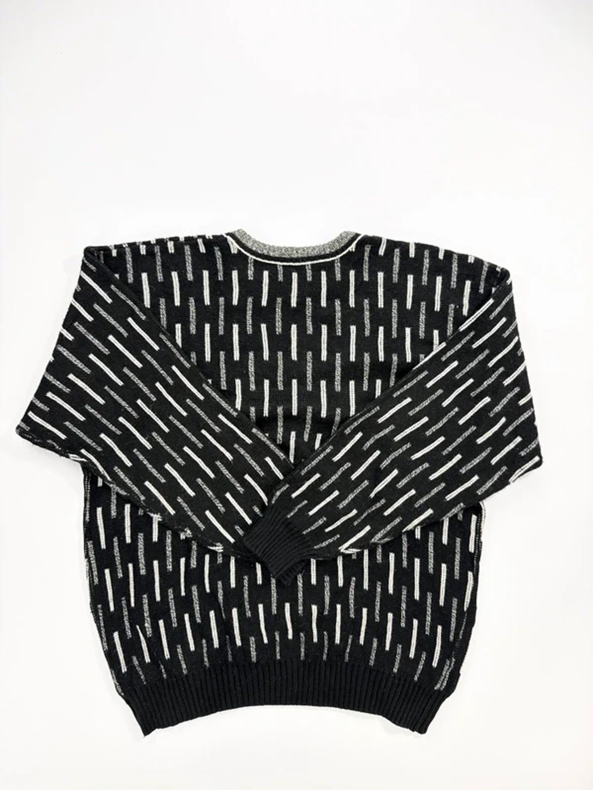 Vintage Knit Jumper Black Abstract Pattern