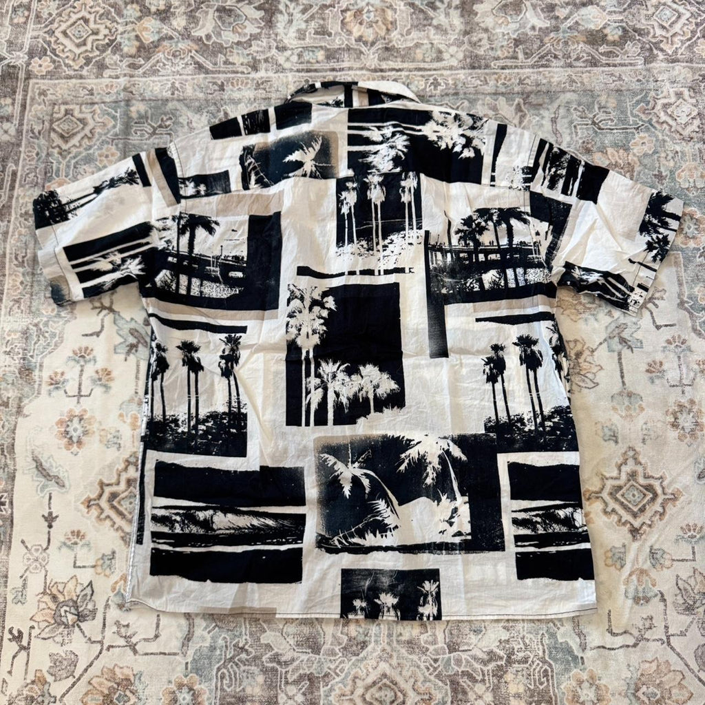 Jack & Jones Black and White Hawaiian Button-up Shirt