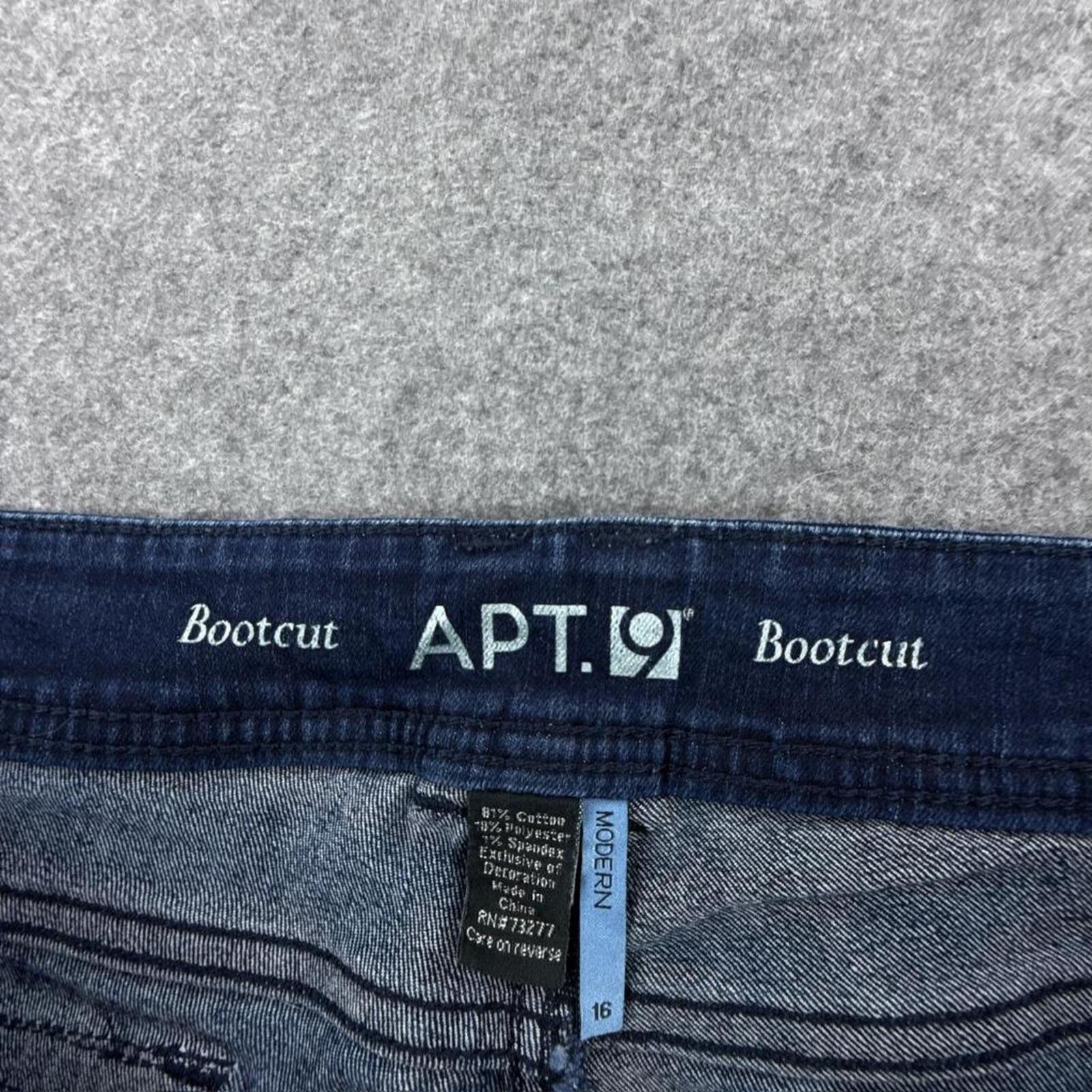 APT.9 dark wash Y2K low-waist bootcut jeans with silver embroidery details